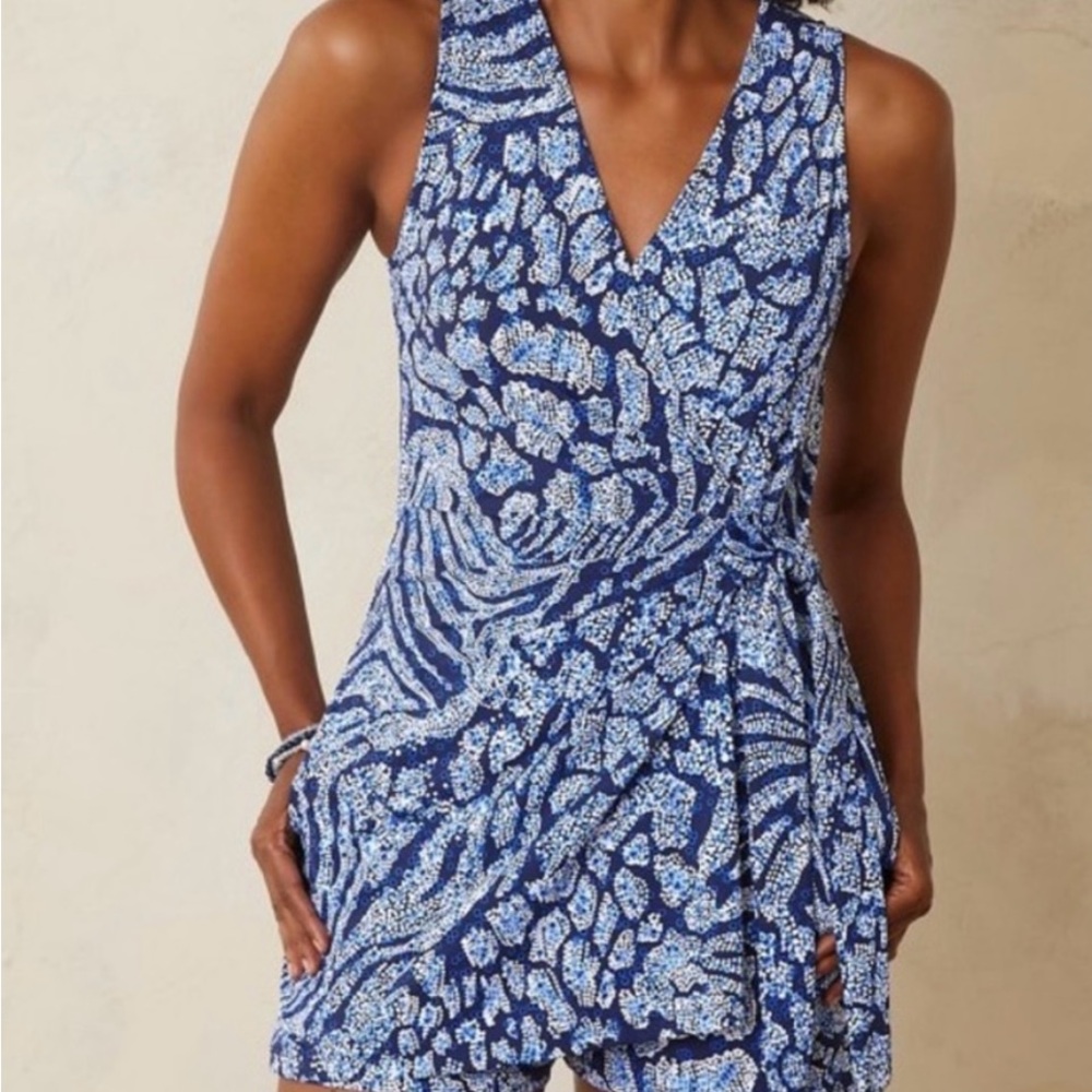 Tommy Bahama Blue and White Floral Jumpsuit
